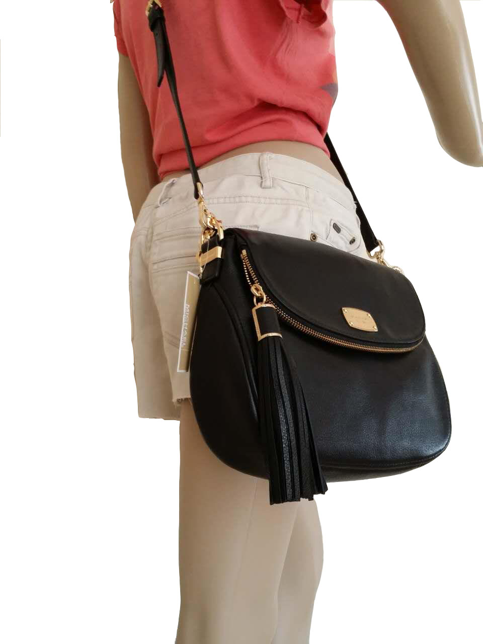 Michael Kors Bedford Medium Tassel Convertible Shoulder Bag Black # 35F5GBFL2L